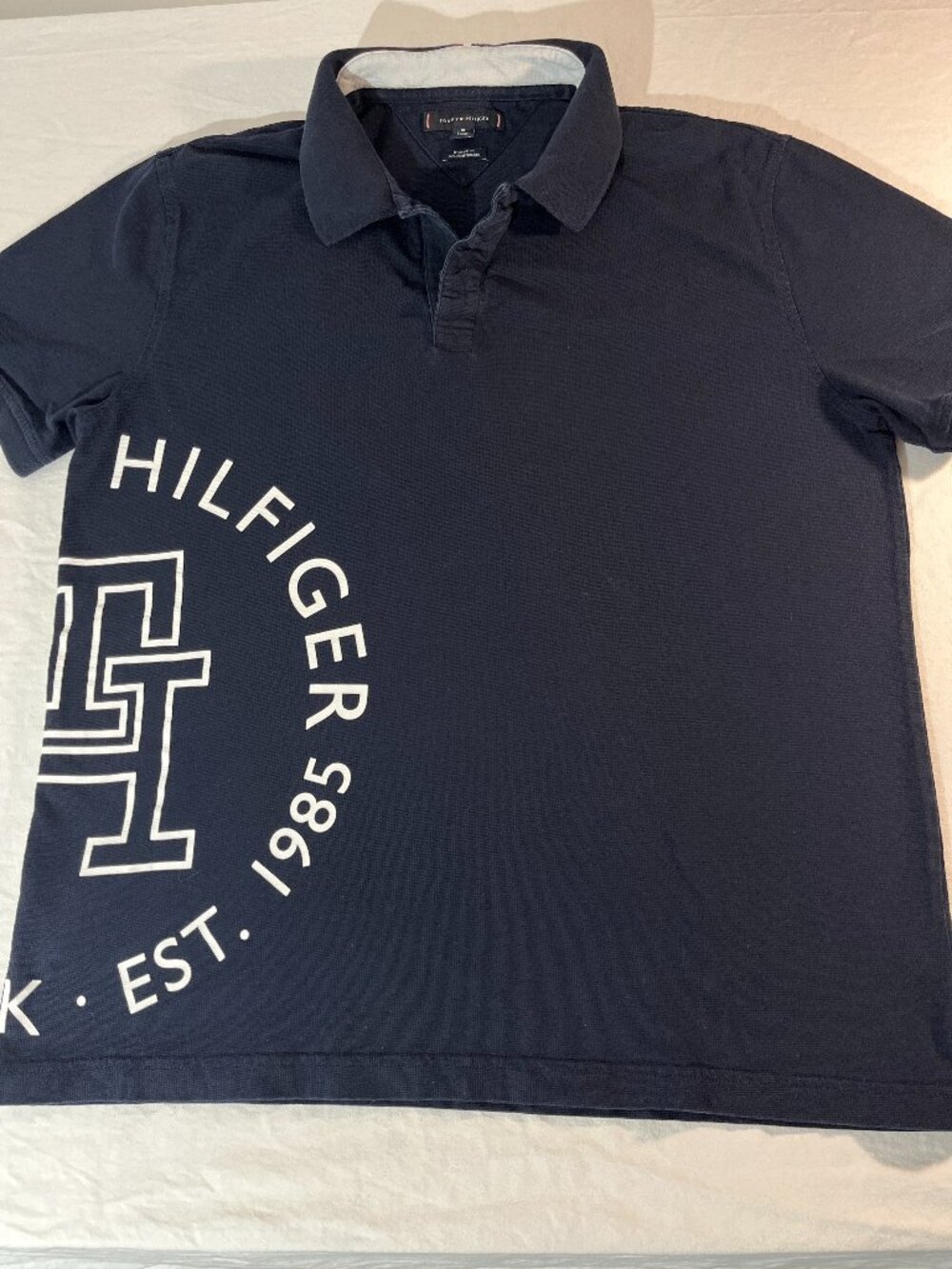 Tommy Hilfiger Monogram Roundel Graphic Polo Shirt Navy Blue XL